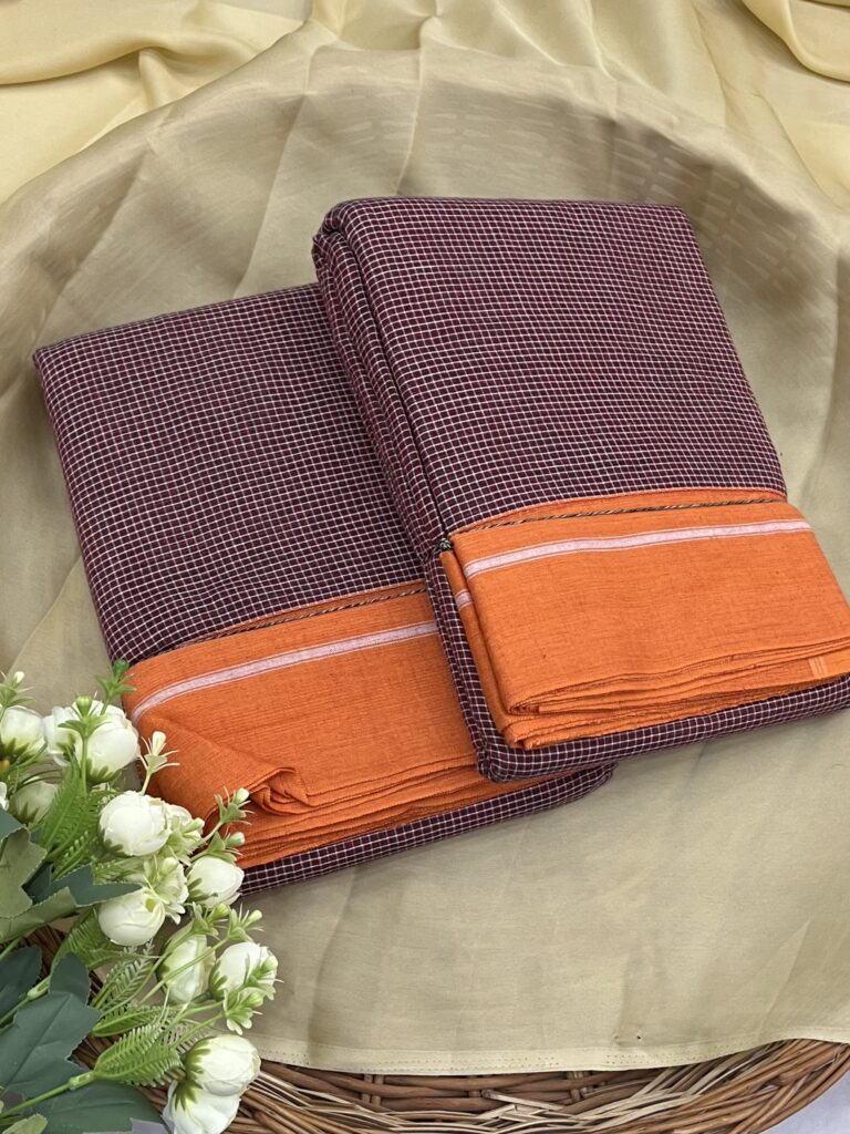 Rustic Orange Patteda Anchu Saree