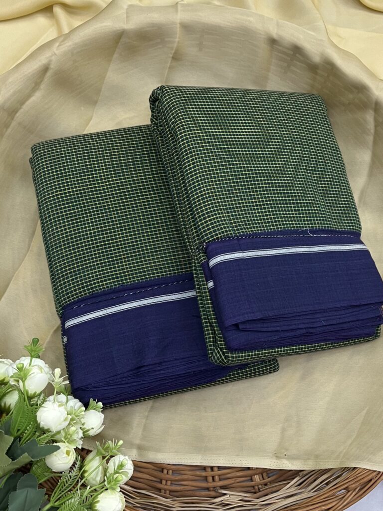 Green Blue Patteda Anchu Saree
