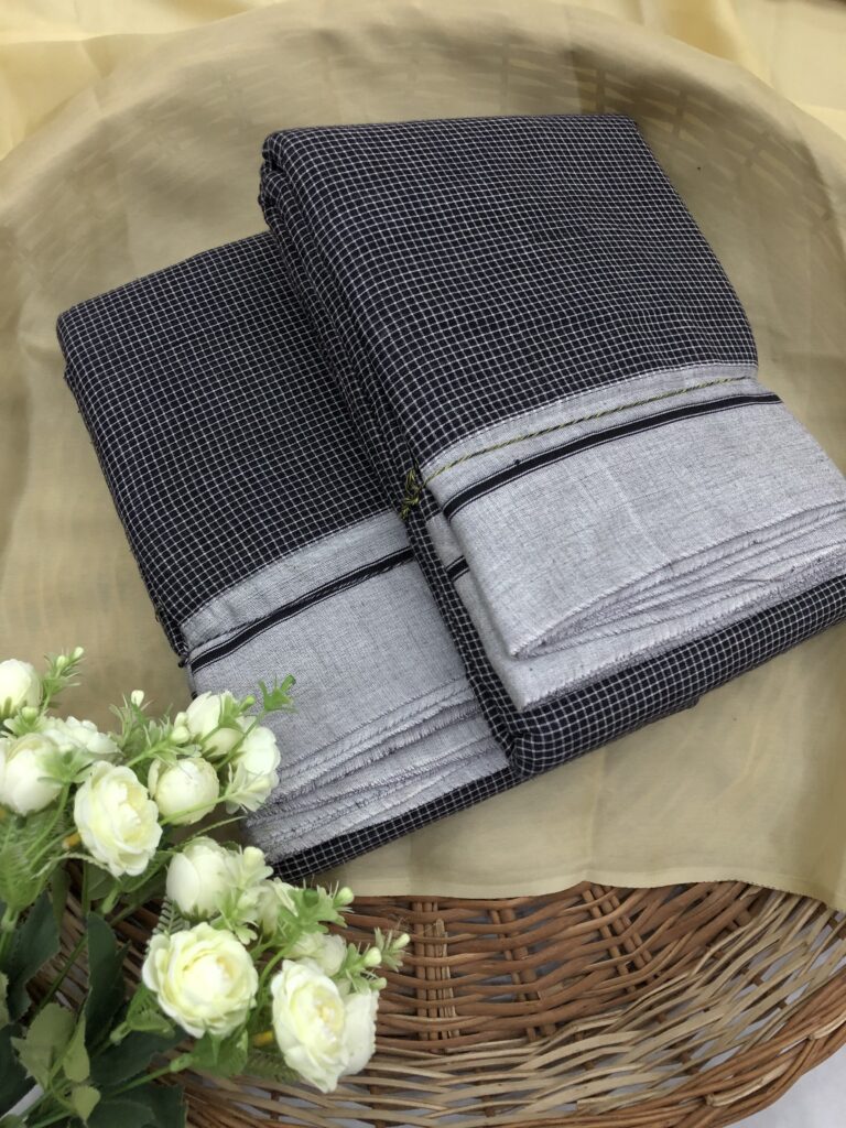 Black Grey Patteda Anchu Saree