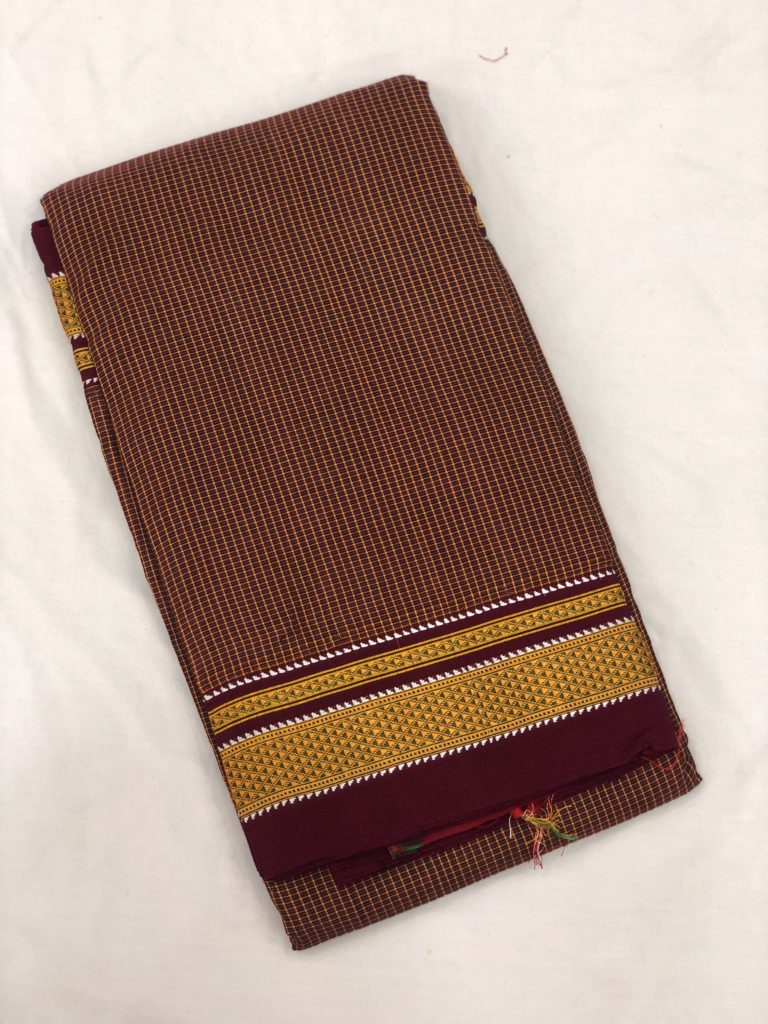Brick Shade Checks Ilkal Saree