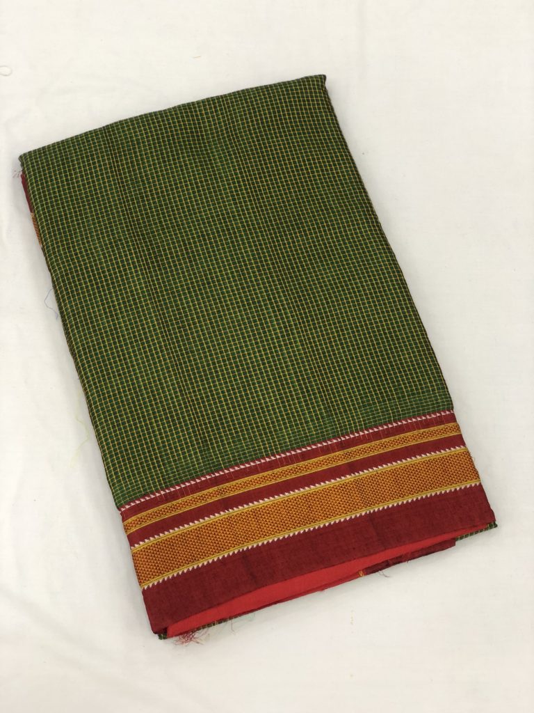Mehendi Green Checks Ilkal Saree