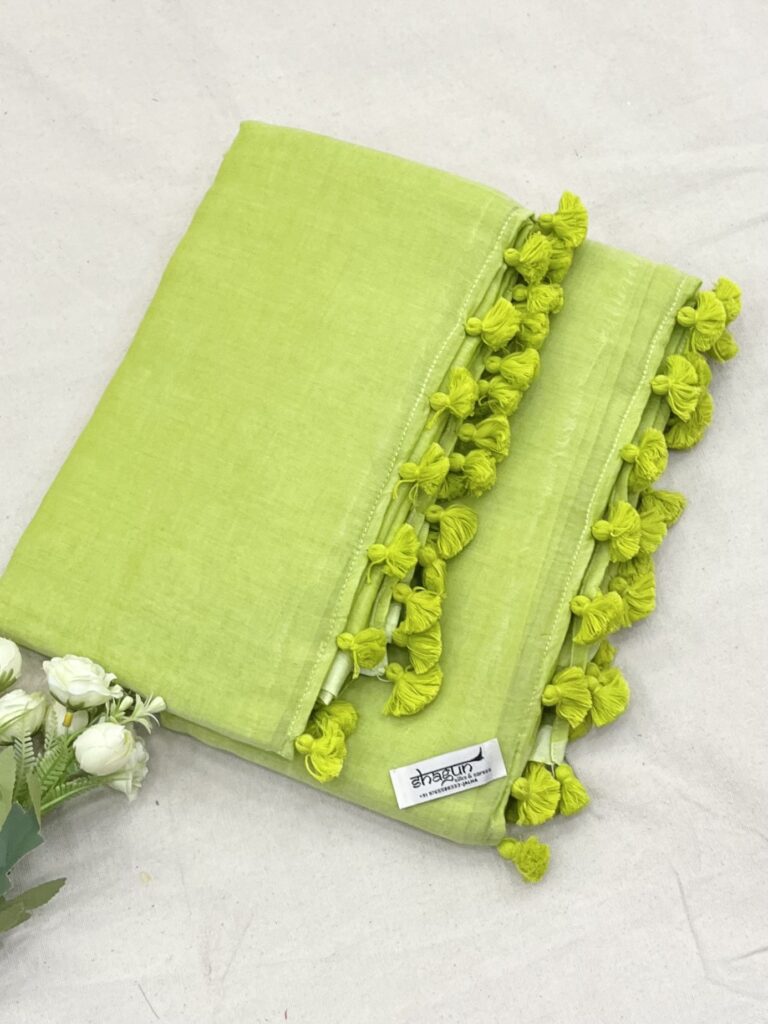 Pistachio Mulmul Saree
