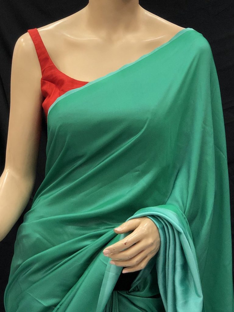 Sea Green Malai Silk Saree