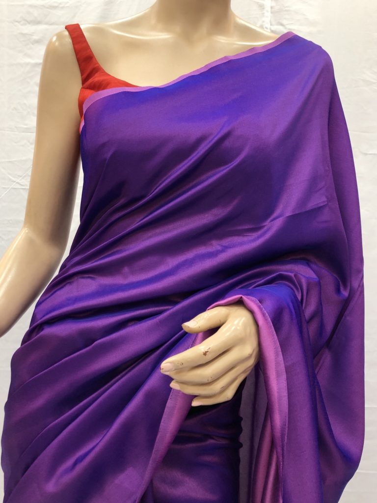 Purple Malai Silk Saree