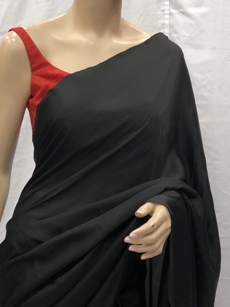 Black Malai Silk Saree