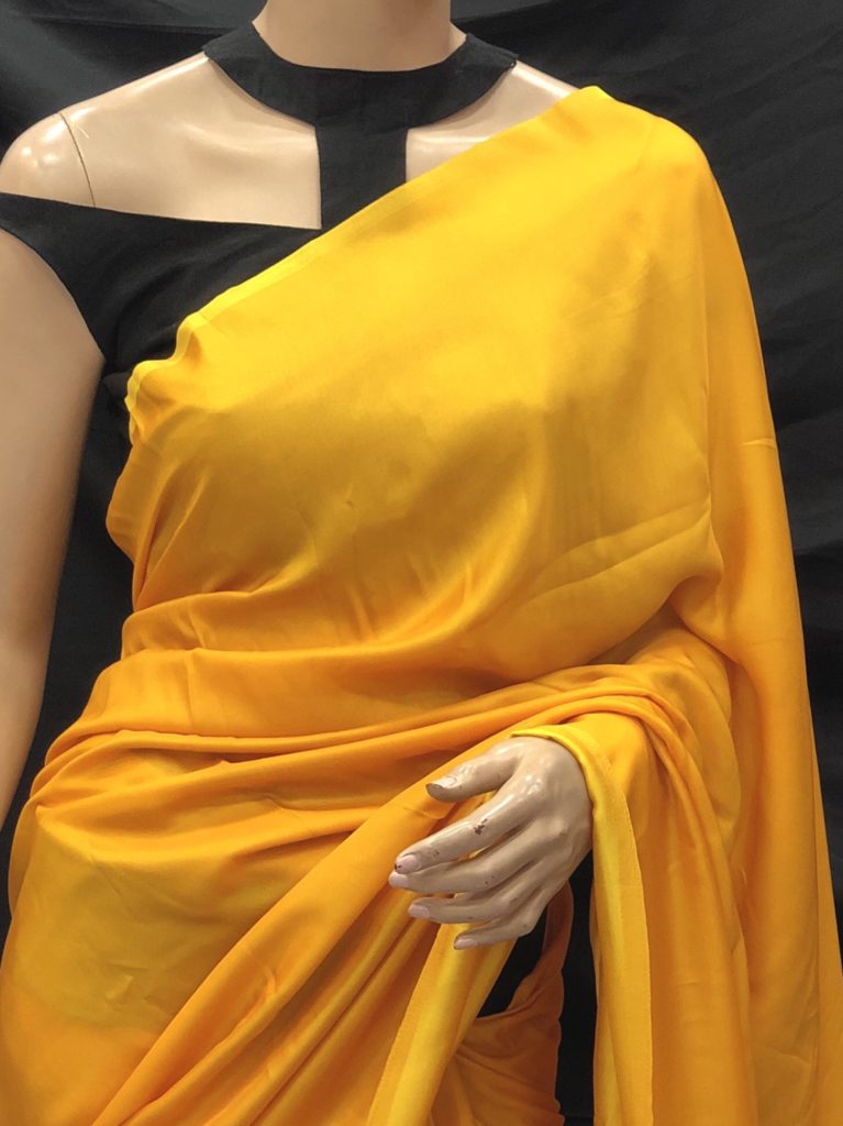 Mustard Yellow Malai Silk Saree