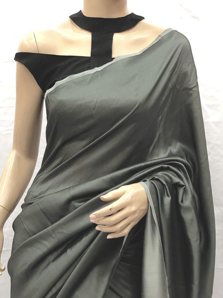 Grey Malai Silk Saree