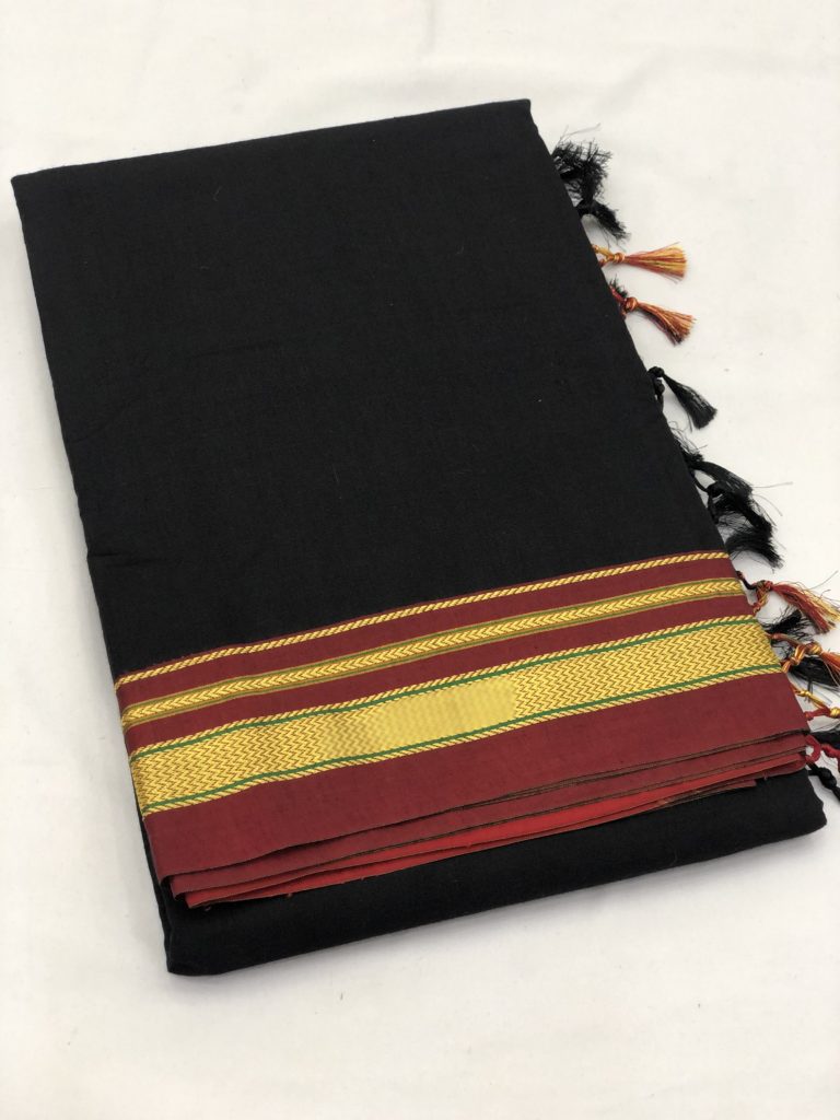 Black Maroon Rayon Cotton Ilkal Saree