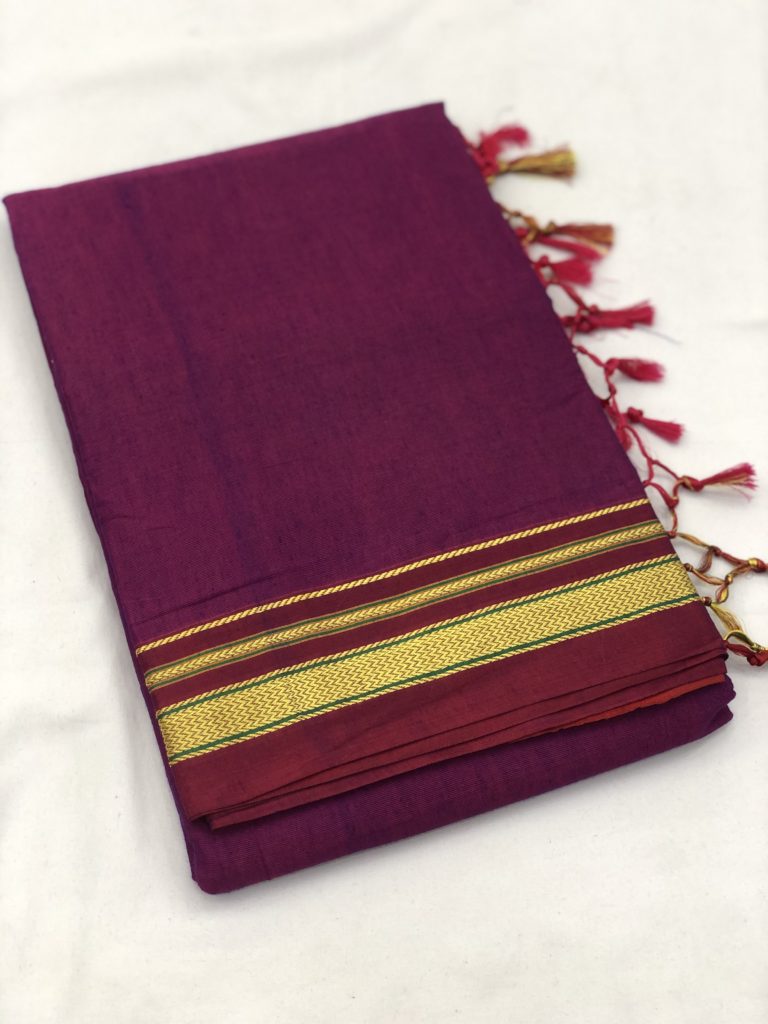 Magenta Rayon Cotton Ilkal Saree