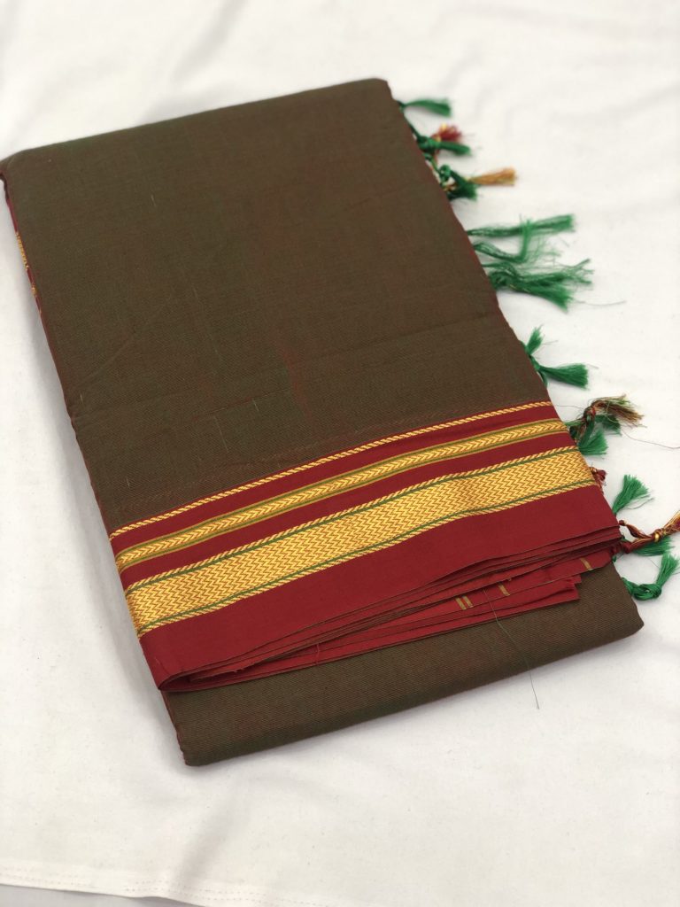 Anjeri Maroon Rayon Cotton Ilkal Saree