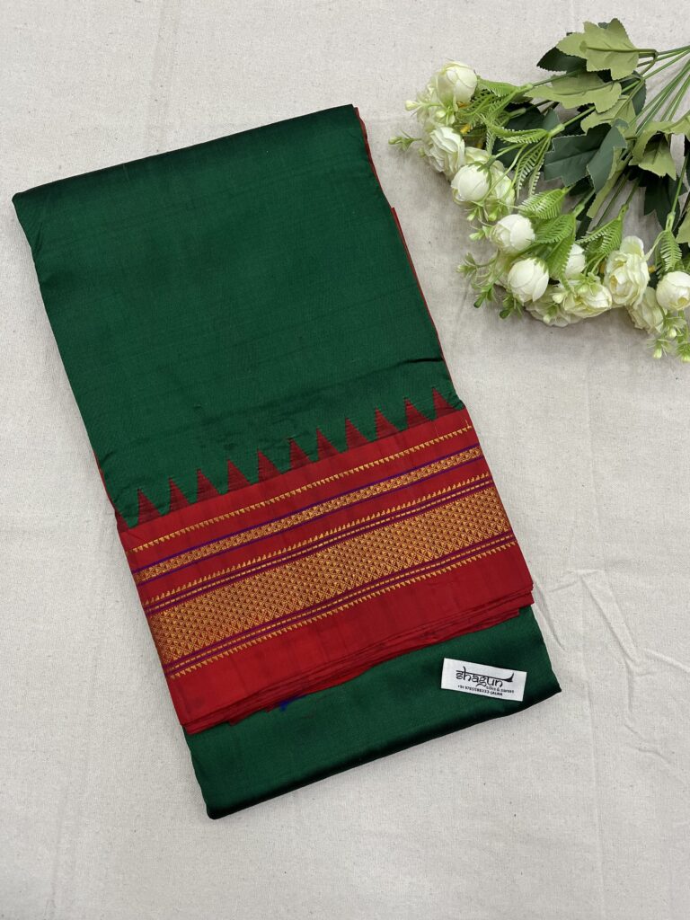 Green Red Shivshahi Ilkal Silk Saree