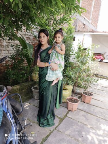 Bottle Green Malai Silk Saree photo review