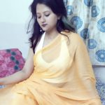 Orange White Mulmul Saree photo review