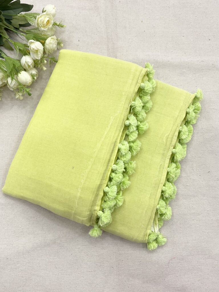 Pista Green Mulmul Saree
