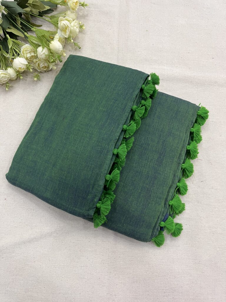 Morpankh Green Mulmul Saree