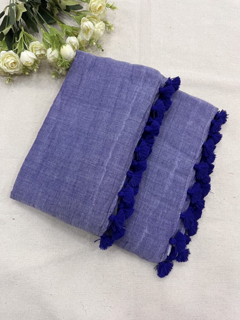 Denim Hues Mulmul Saree