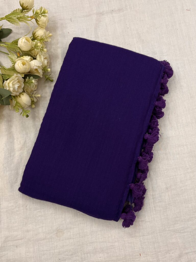 Ink Purple Mulmul Saree
