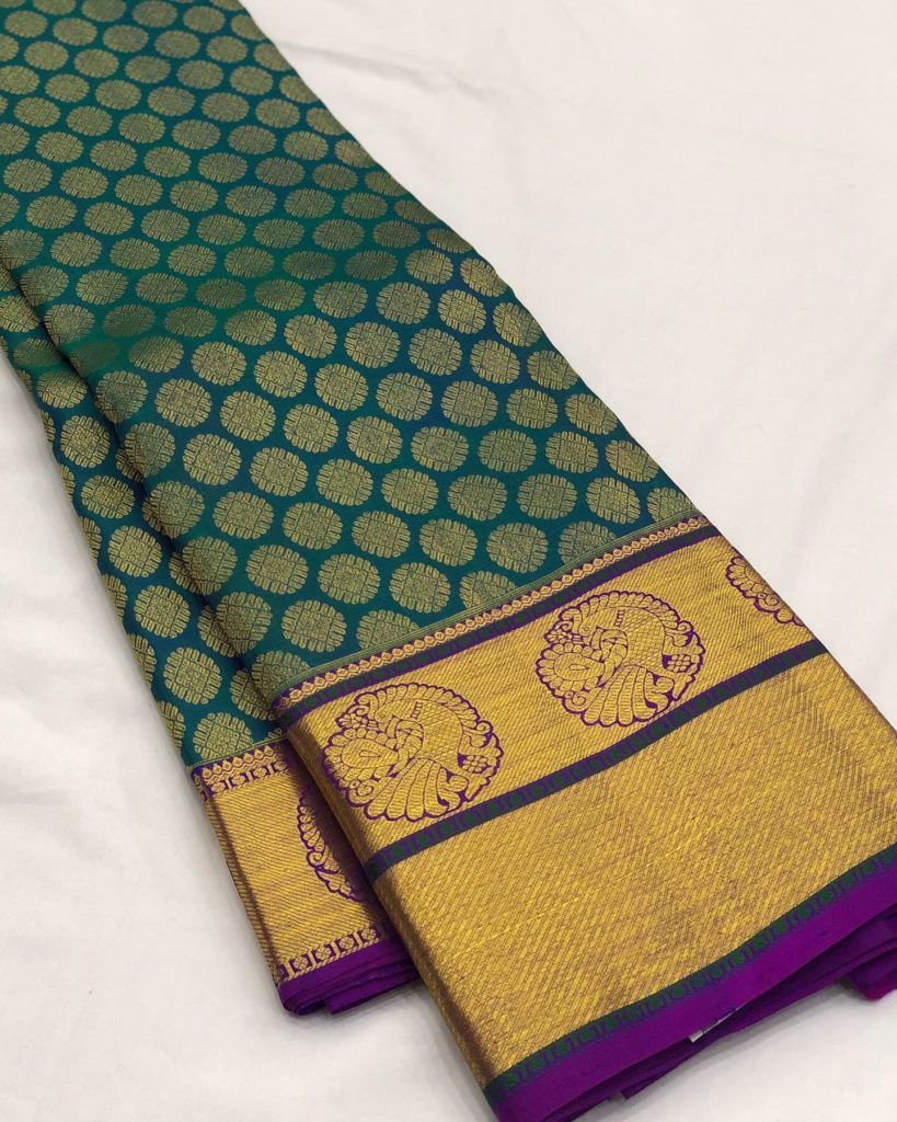 Peacock Green Magenta Kanchi