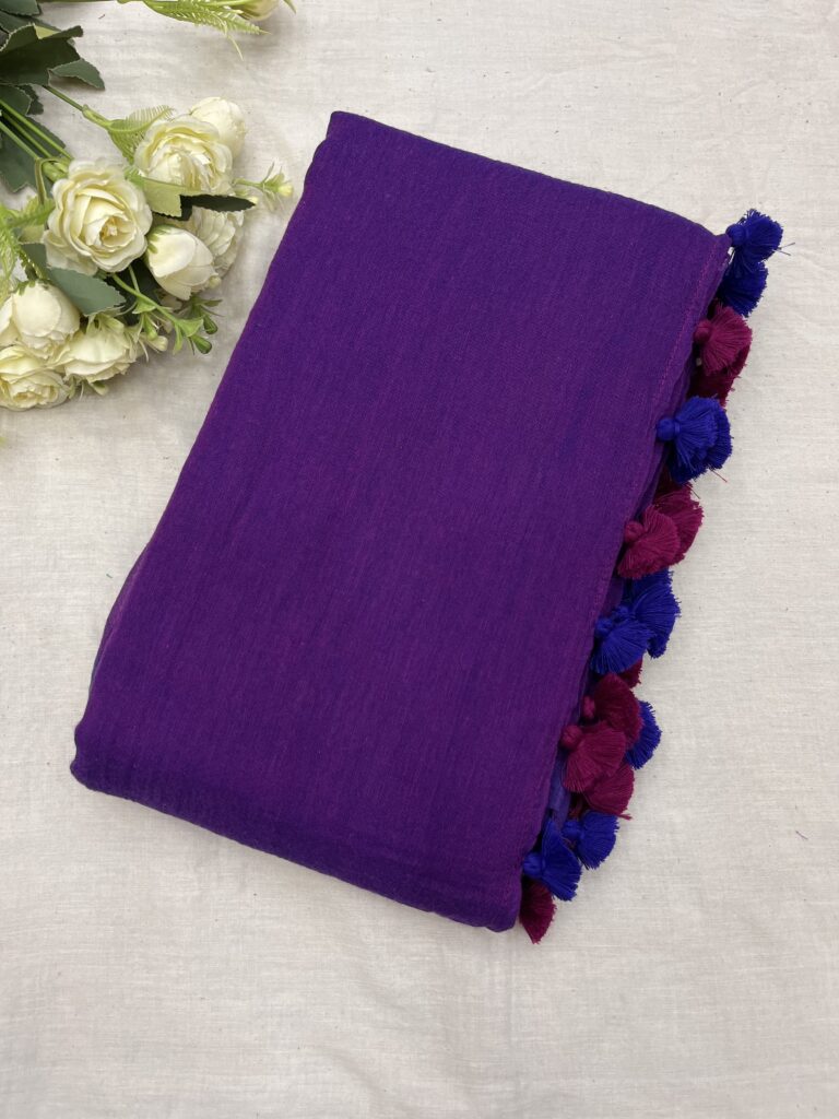 Dark Orchid Handloom Mulmul Saree