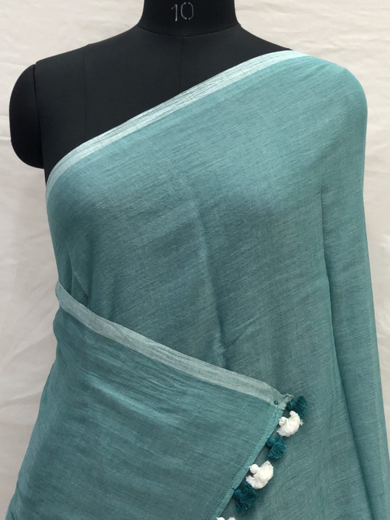 Sea Green Mulmul Saree