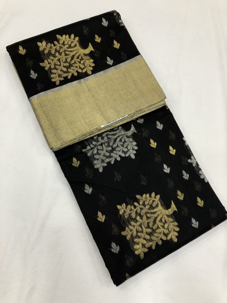 Black Tree Motifs Chanderi Saree