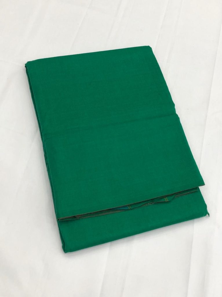 Dusty Green Mercerised Cotton Plain Saree