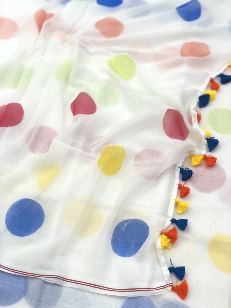 Poppin Polka Dot Mulmul Saree