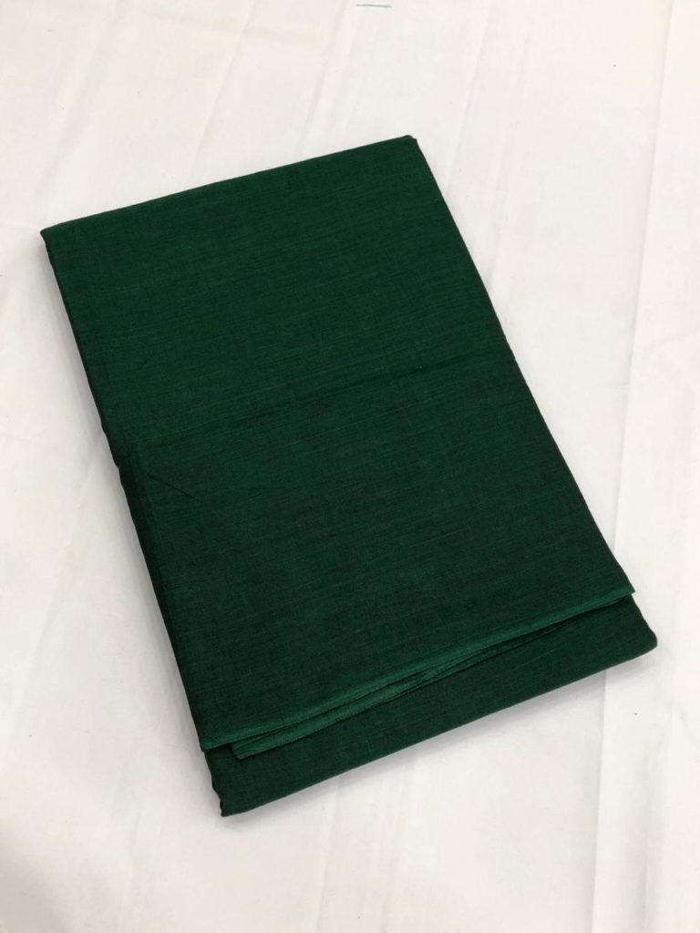 Green Mercerised Cotton Plain Saree