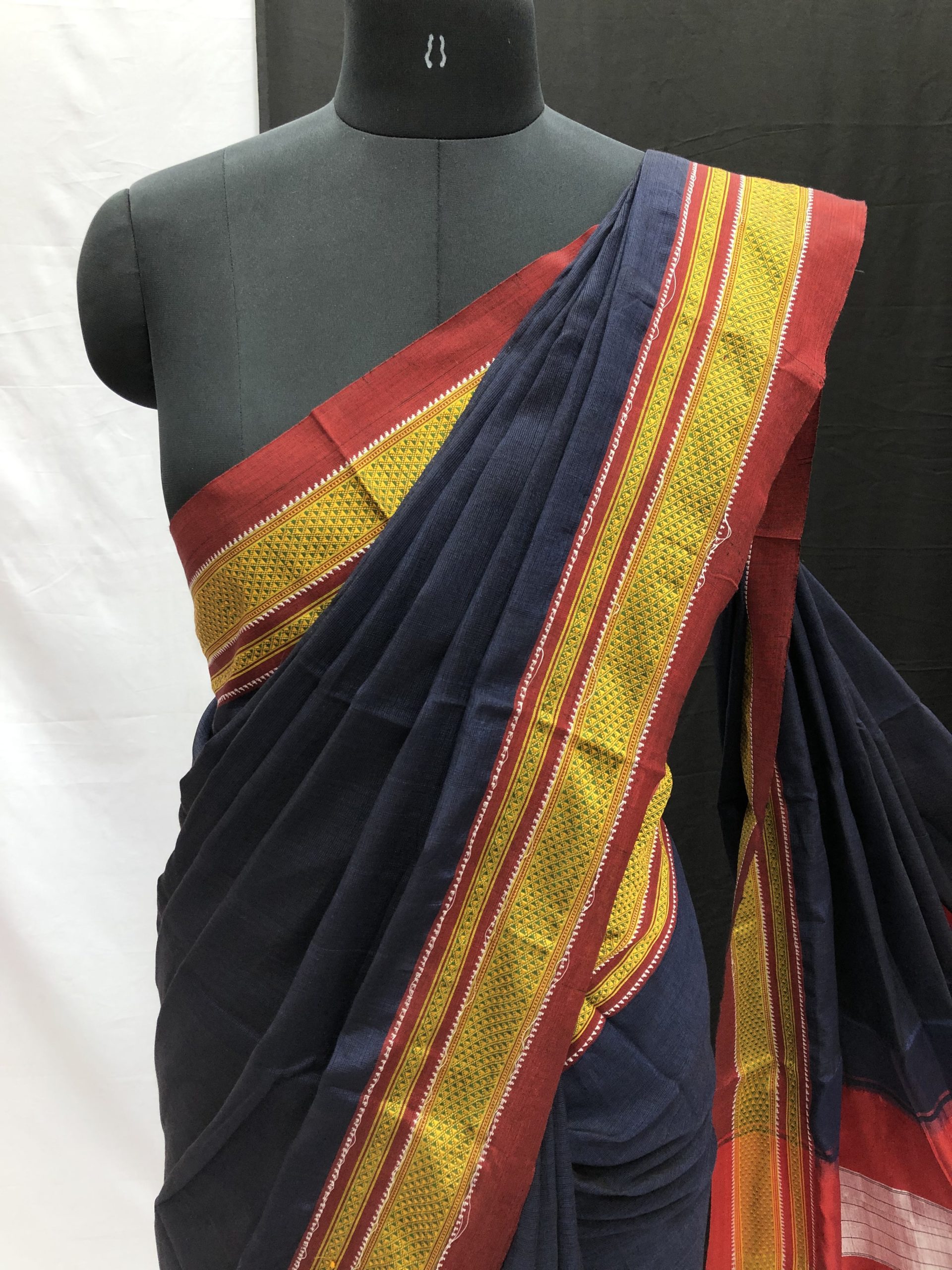 Royal Blue kasuti embroidered cotton silk ilkal saree - Nivi Weaving  Traditions Pvt Ltd - 2959490