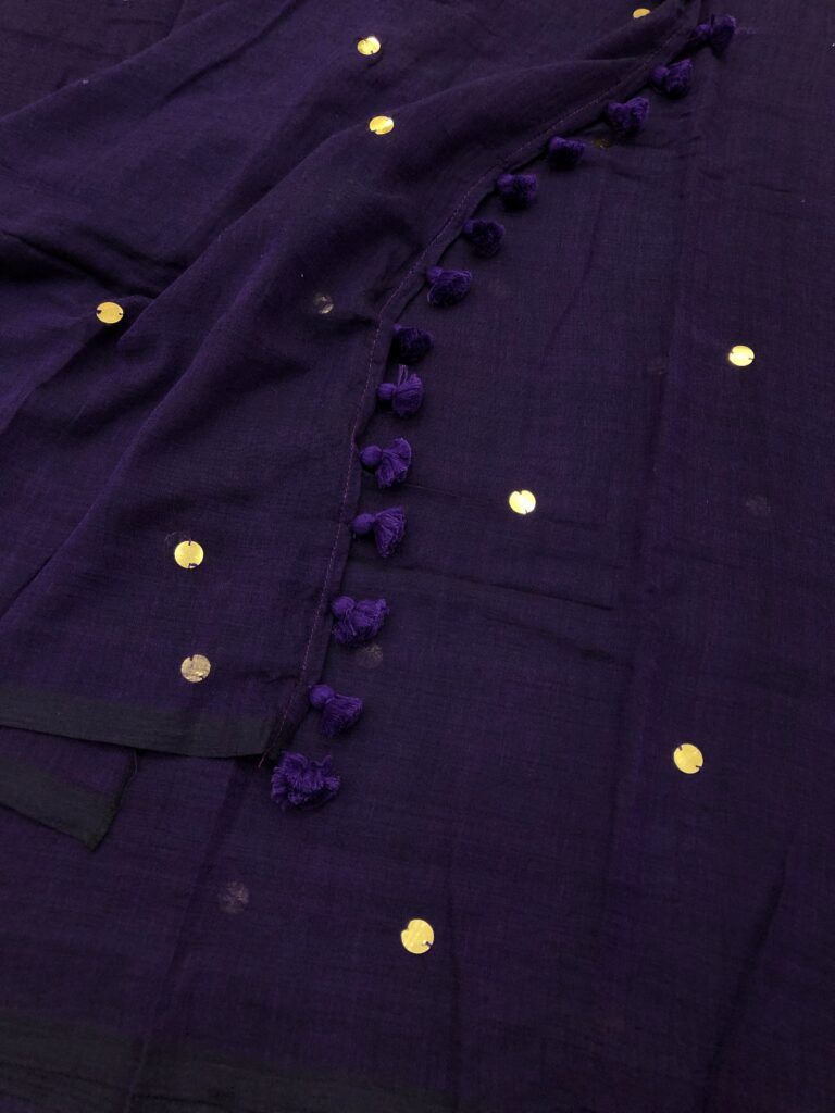 Ink Purple Gold Chumki Sequins Saree