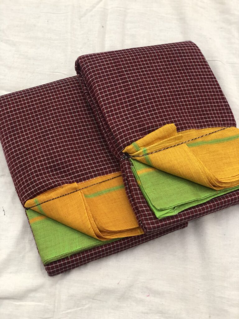 Green/Yellow-Rust Patteda Anchu Saree