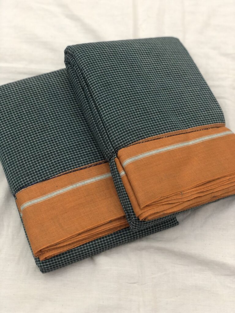 Green Orange Patteda Anchu Saree