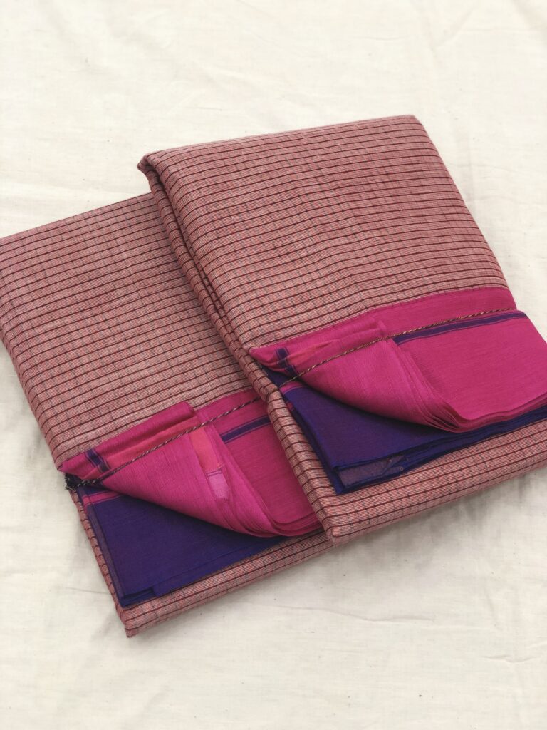 Pink/Purple-Peach Patteda Anchu Saree