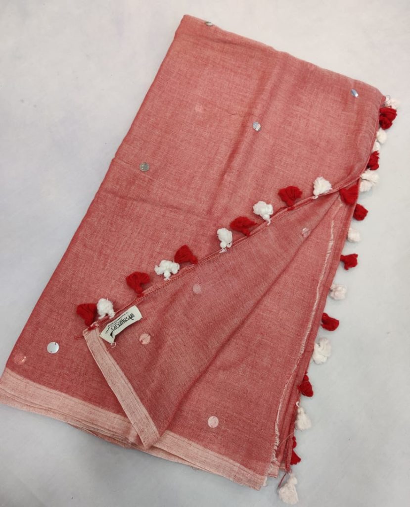 Red White Sequine Pompom