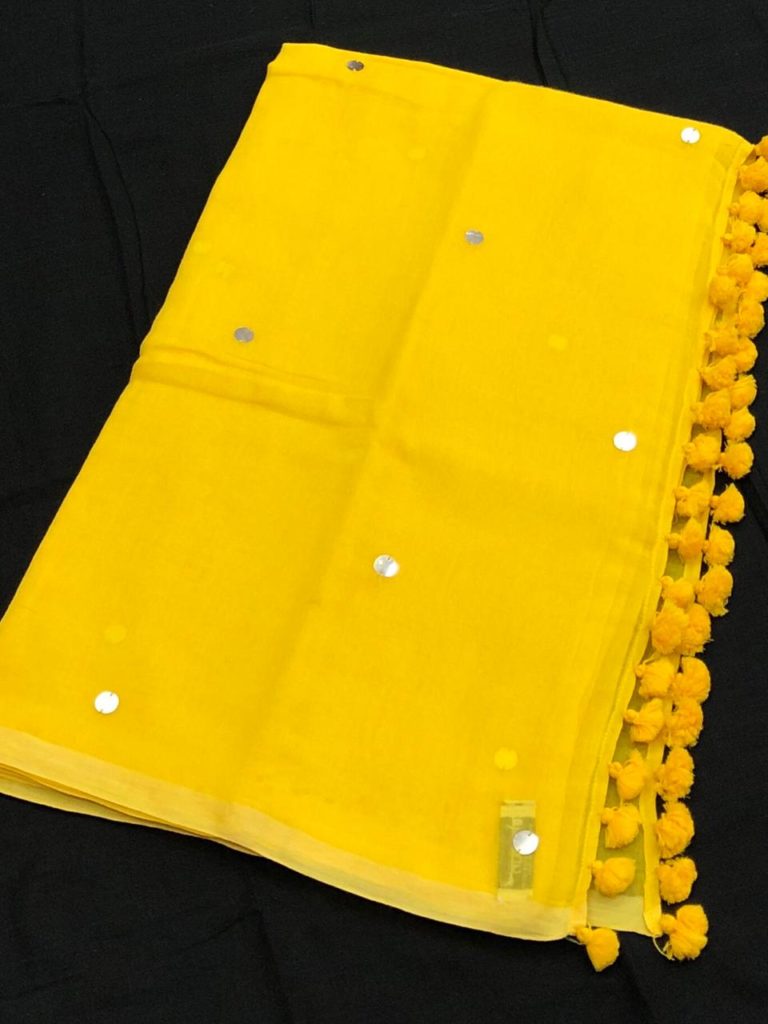 Yellow Silver Sequin Pompom