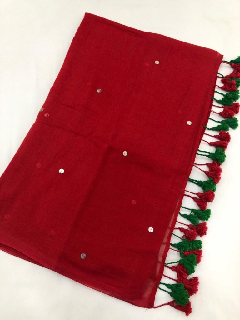 Red Green Small Silver Sequin Tassels