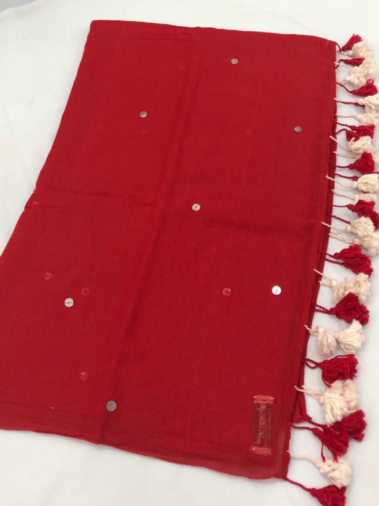 Red white small silver sequin tassels