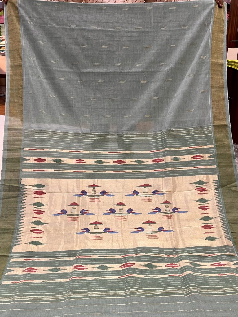 Cotton Paithani Saree 24 (Grey Pista)