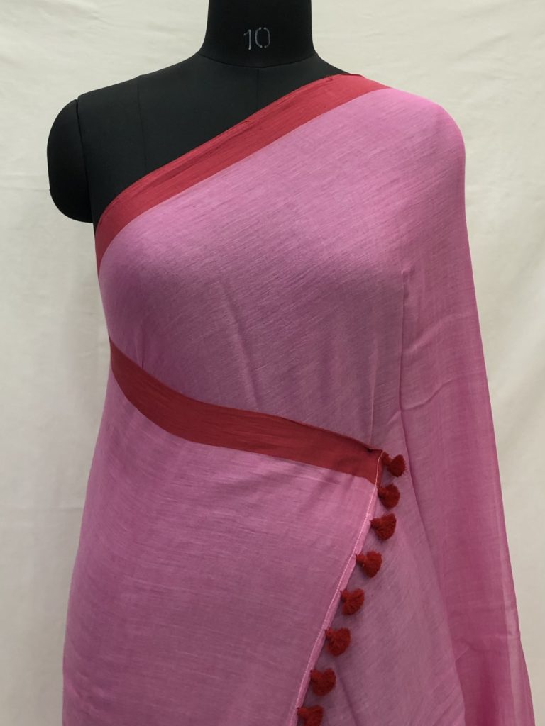 Pink Red Border Mulmul