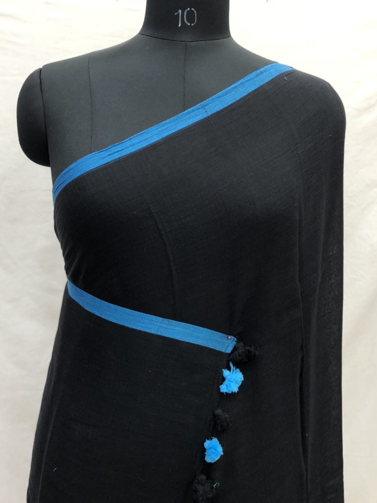 Black Blue Border Mulmul