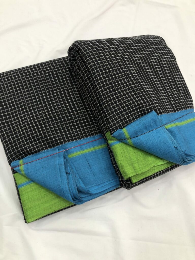 Blue Green-Black Patteda Anchu Saree
