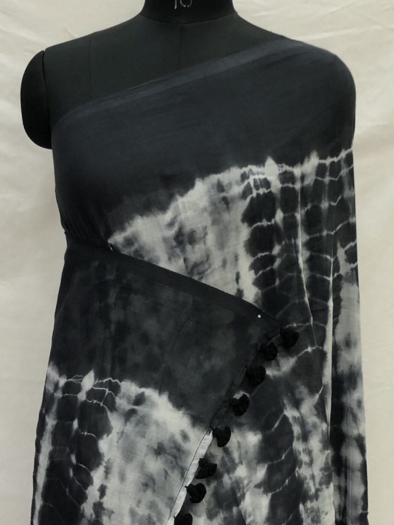 Black White Shibori Mulmul