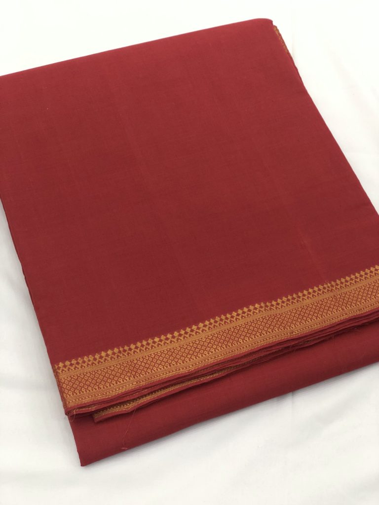 Red Mangalgiri Nizam Border Fabric