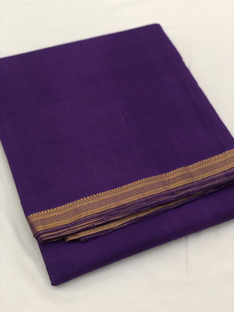 Violet Mangalgiri Nizam Border Fabric