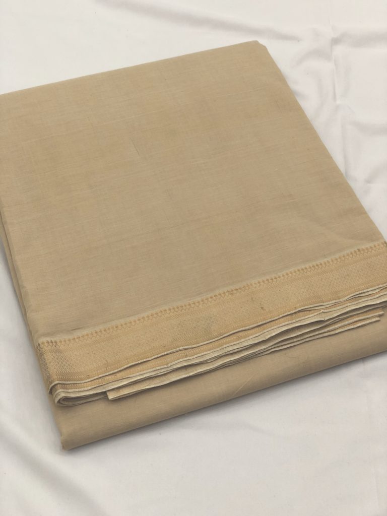 Cream Gold Mangalgiri Nizam Border Fabric