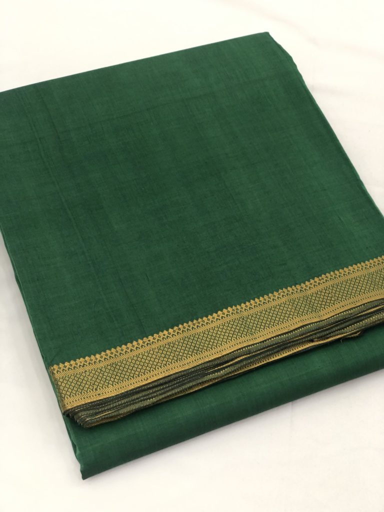 Green Mangalgiri Nizam Border Fabric