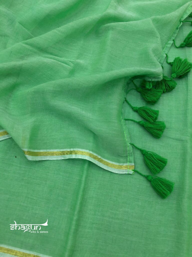 Kheera Zari Border Mulmul Saree