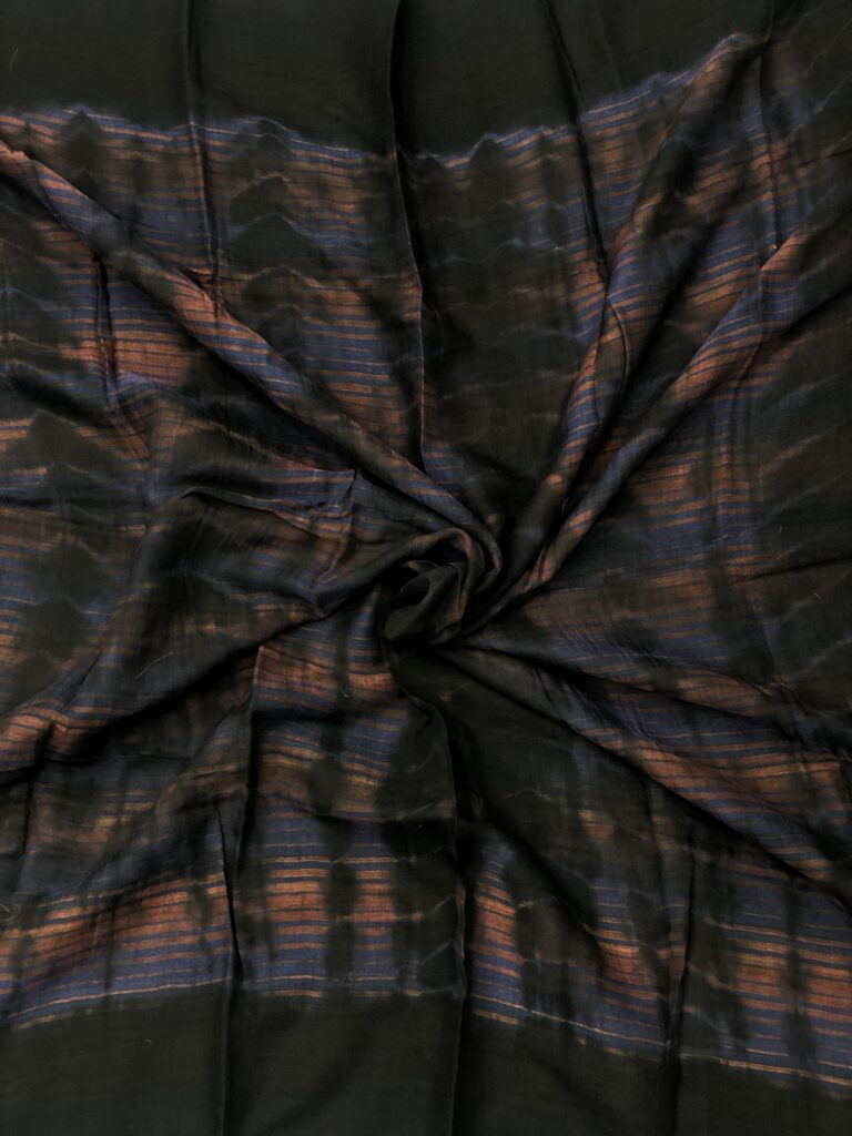 Black Blue Shibori Mulmul Tassels