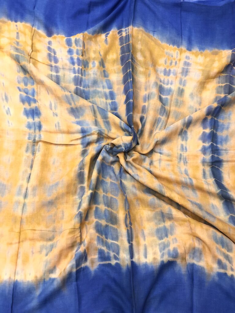 Mustard Blue Shibori Mulmul Tassels