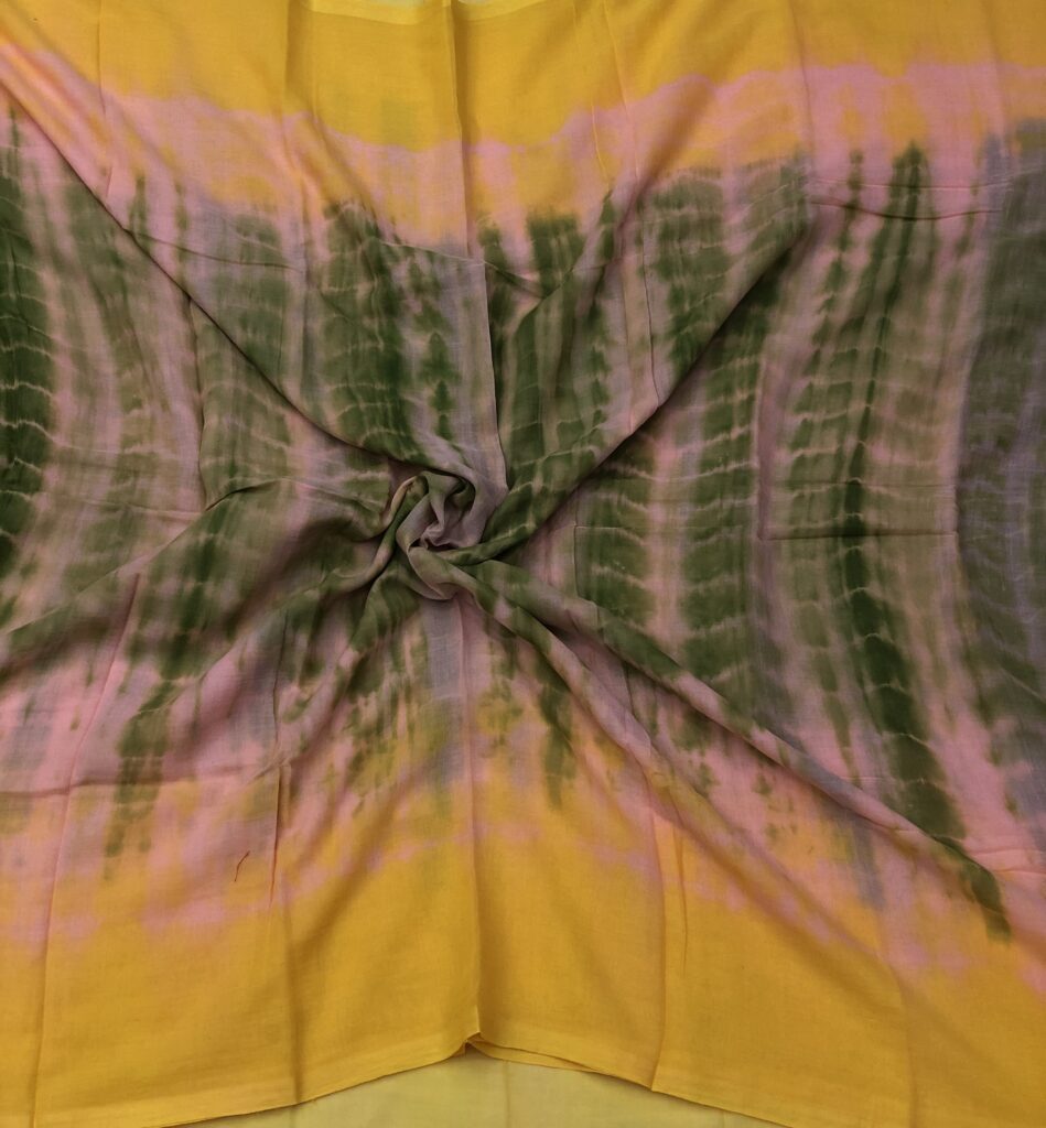 Peela Gulabi Shibori Mulmul Tassels